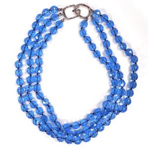 Vintage Les Bernard Periwinkle Lavender Blue Glass Beaded Necklace.